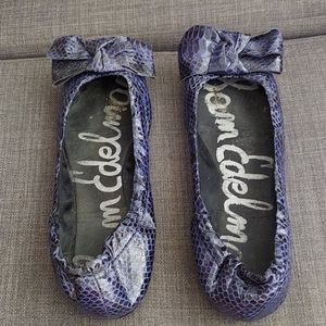 Sam Edleman Embossed Croc Bow Flats